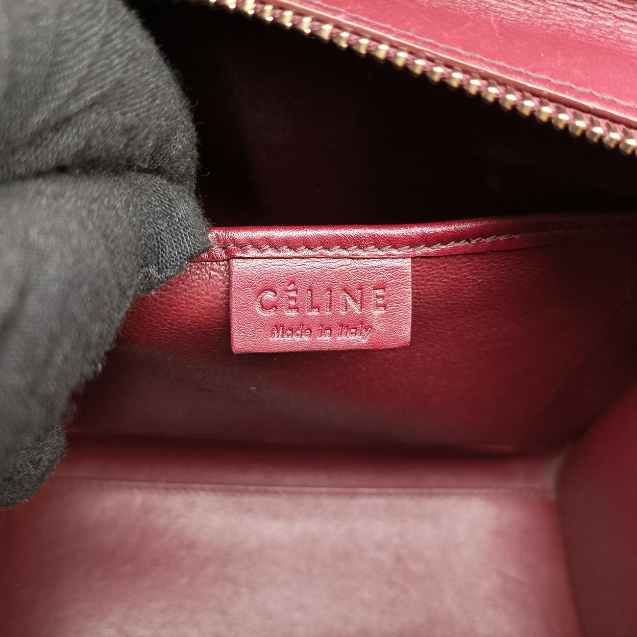 Pre-owned Celine luggage nano shopper Orange×Burgundy Leather×Suede  shoulderbag | stylenewstar