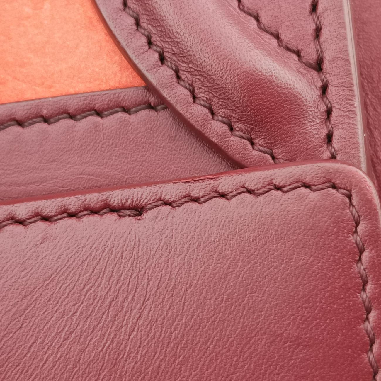 Pre-owned Celine luggage nano shopper Orange×Burgundy Leather×Suede  shoulderbag | stylenewstar