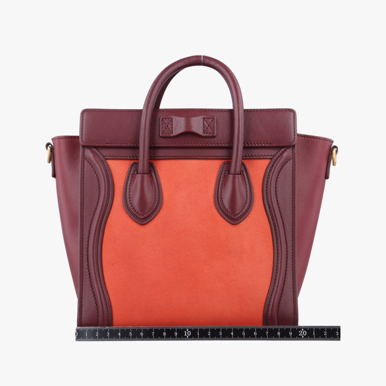 Pre-owned Celine luggage nano shopper Orange×Burgundy Leather×Suede  shoulderbag | stylenewstar