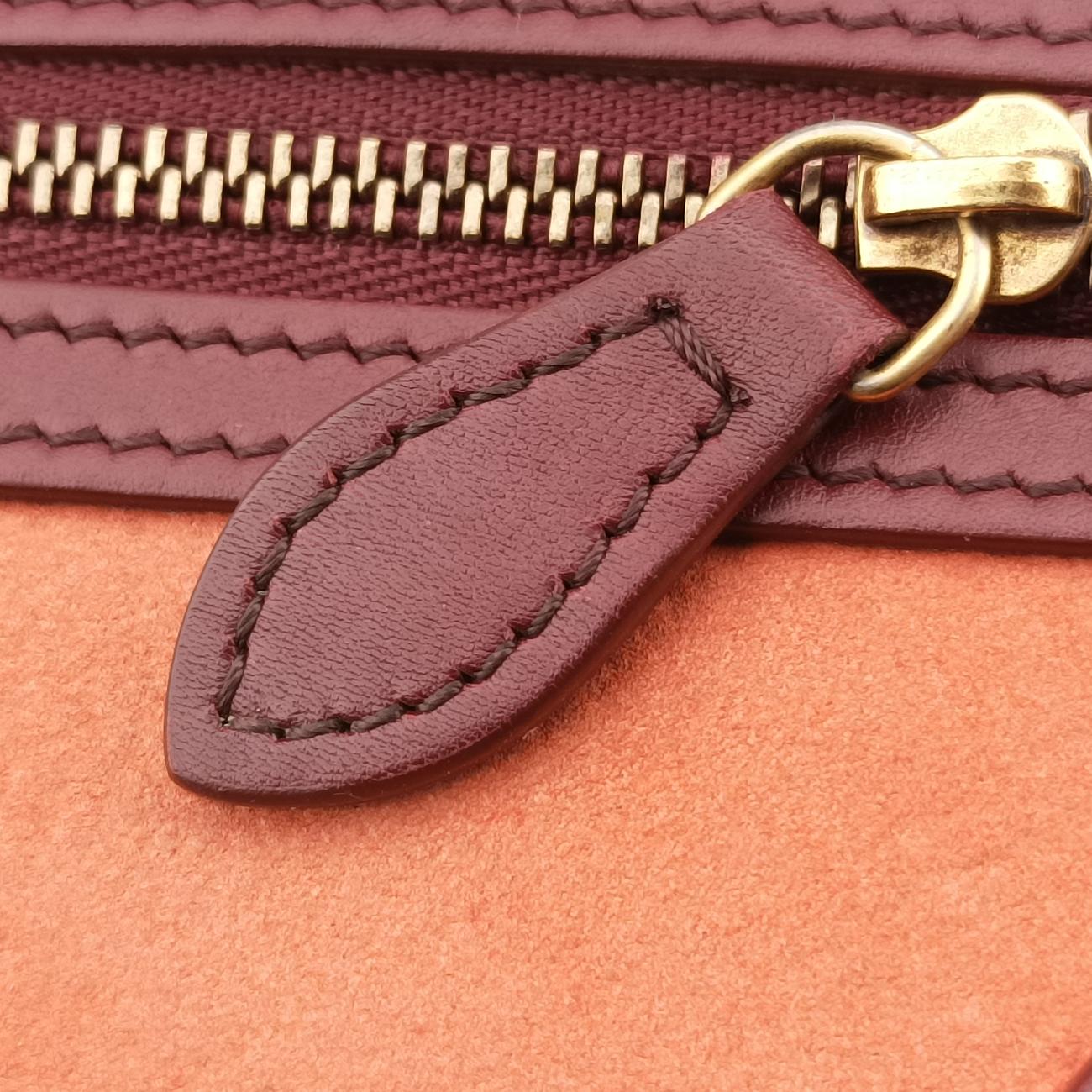 Pre-owned Celine luggage nano shopper Orange×Burgundy Leather×Suede  shoulderbag | stylenewstar