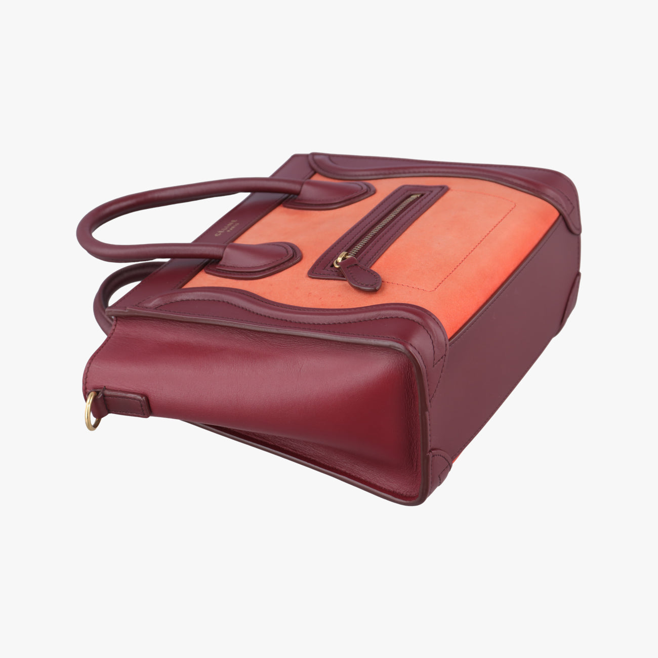 Pre-owned Celine luggage nano shopper Orange×Burgundy Leather×Suede  shoulderbag | stylenewstar