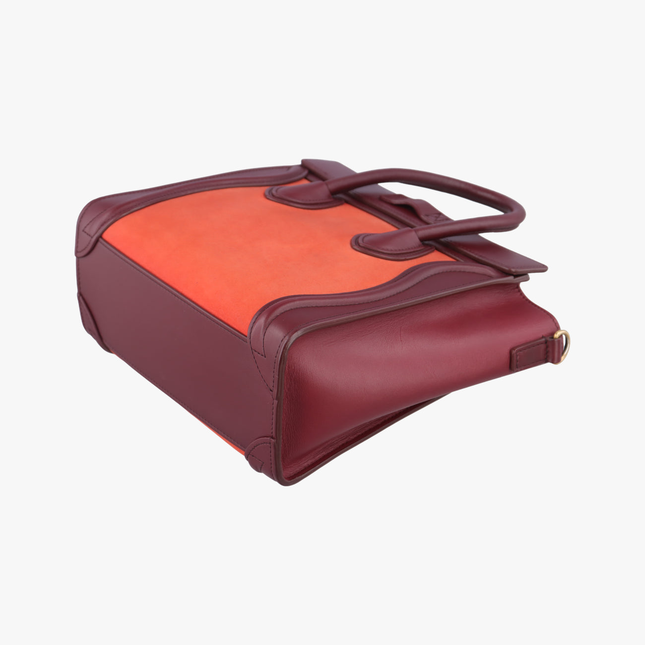 Pre-owned Celine luggage nano shopper Orange×Burgundy Leather×Suede  shoulderbag | stylenewstar