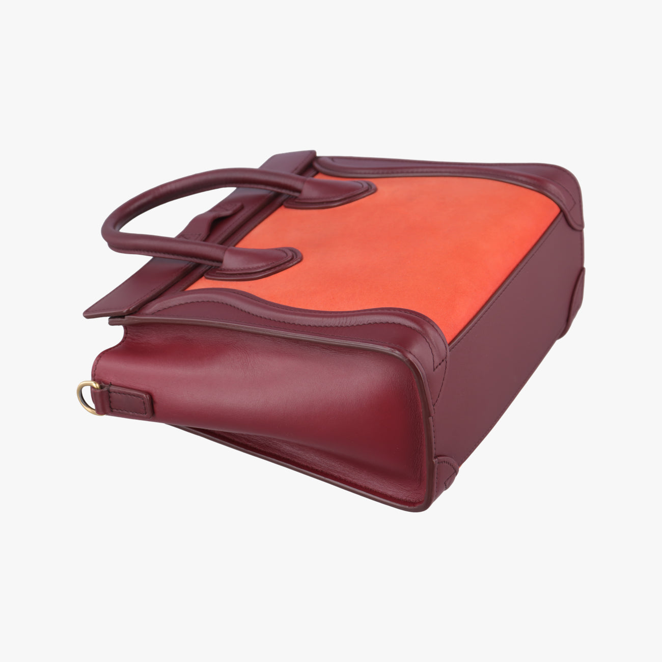 Pre-owned Celine luggage nano shopper Orange×Burgundy Leather×Suede  shoulderbag | stylenewstar