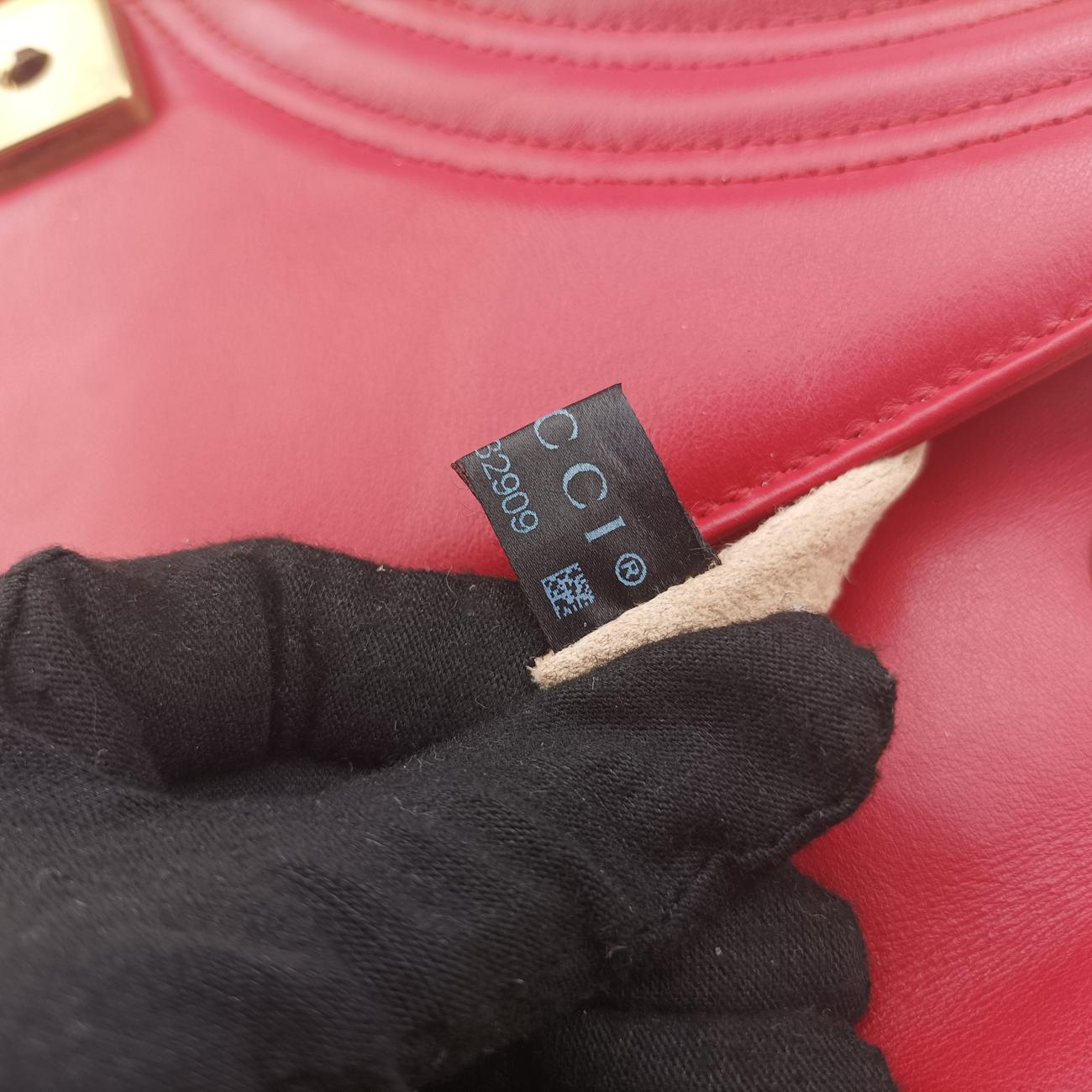 Pre-owned Gucci GG Marmont Red Leather 443497 shoulderbag | stylenewstar