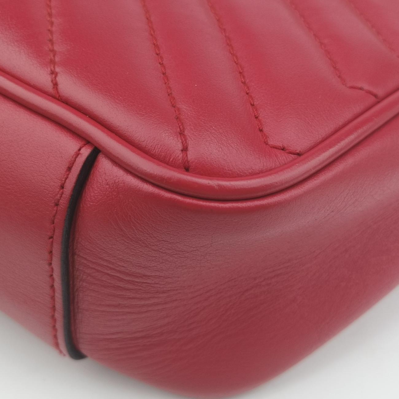 Pre-owned Gucci GG Marmont Red Leather 443497 shoulderbag | stylenewstar