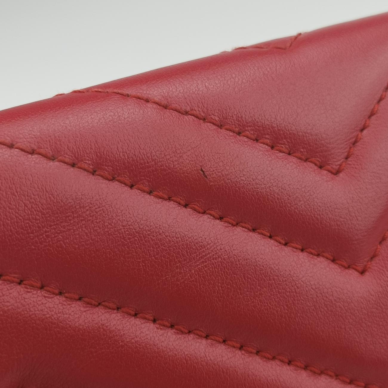 Pre-owned Gucci GG Marmont Red Leather 443497 shoulderbag | stylenewstar