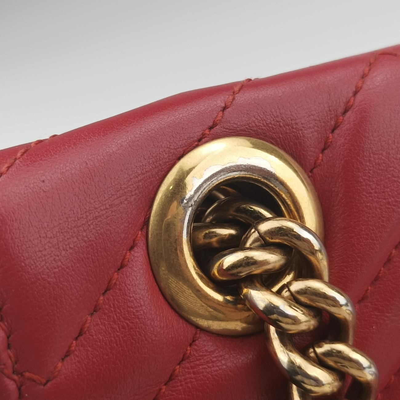 Pre-owned Gucci GG Marmont Red Leather 443497 shoulderbag | stylenewstar