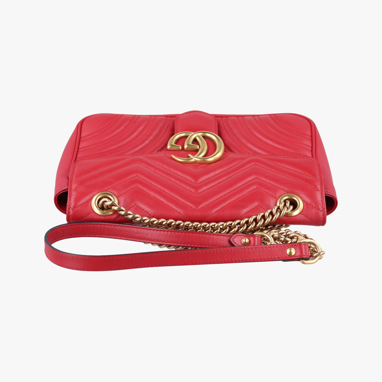 Pre-owned Gucci GG Marmont Red Leather 443497 shoulderbag | stylenewstar