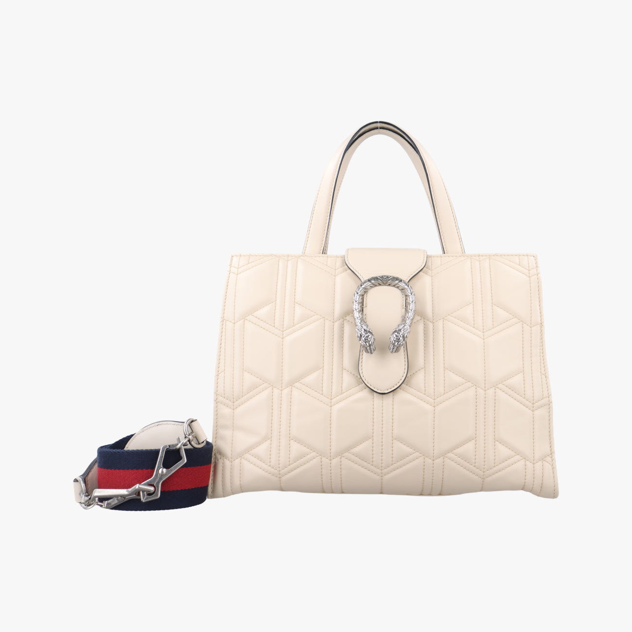 Pre-owned Gucci Dionysus Web White Leather 444073 shoulderbag | stylenewstar