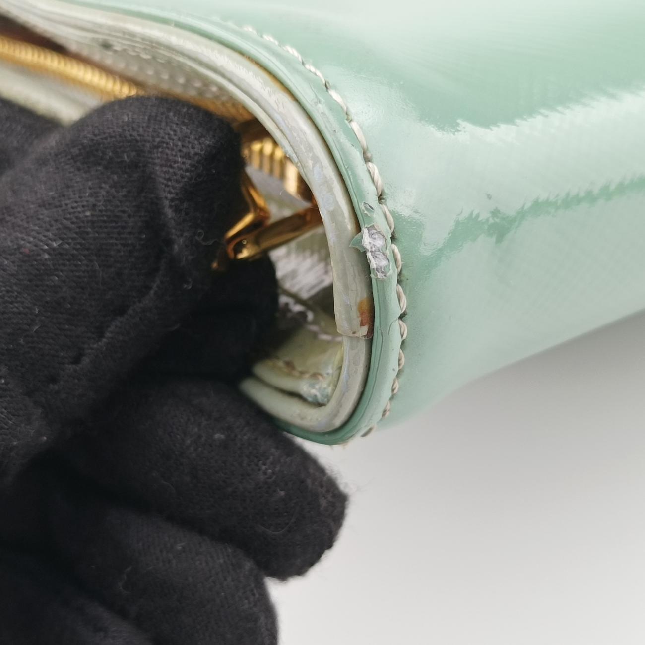 Pre-owned Prada Stylish Green×White×Yellow Patent  shoulderbag | stylenewstar