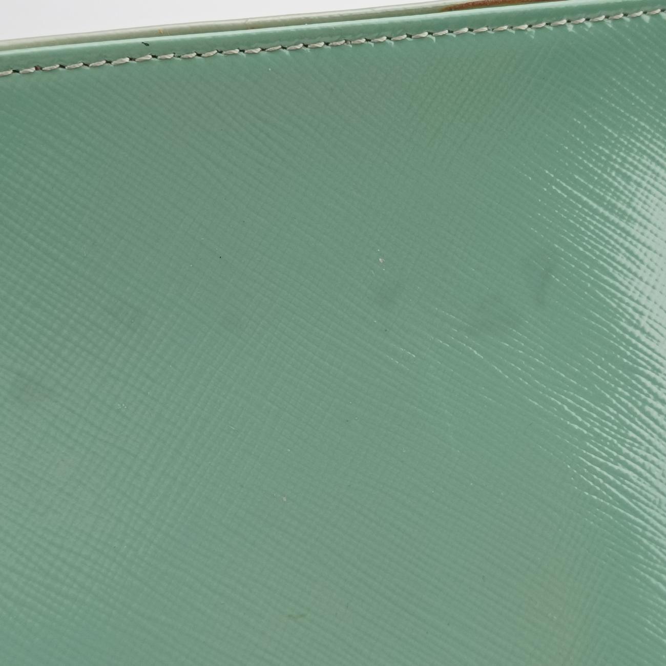 Pre-owned Prada Stylish Green×White×Yellow Patent  shoulderbag | stylenewstar