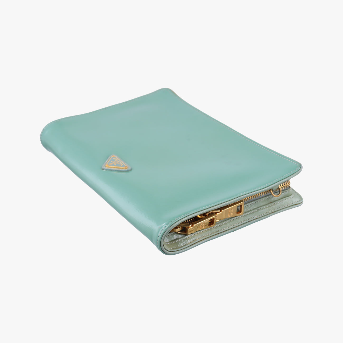 Pre-owned Prada Stylish Green×White×Yellow Patent  shoulderbag | stylenewstar