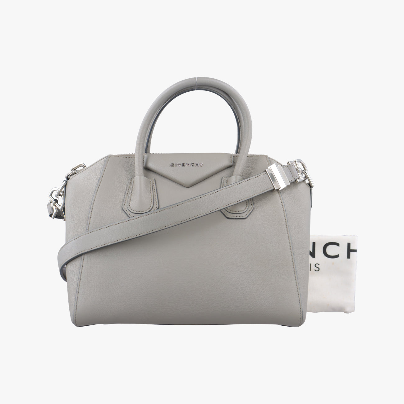 Pre-owned Givenchy Antigona Grey Leather  shoulderbag | stylenewstar