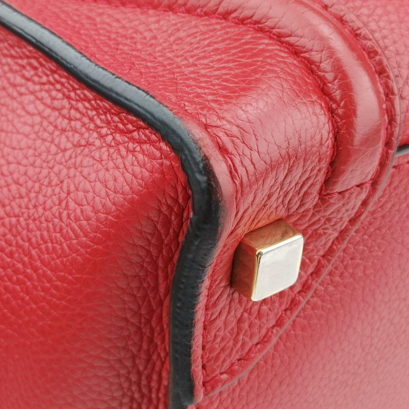 Pre-owned Celine Luggage Micro shopper Red Leather  handbag | stylenewstar