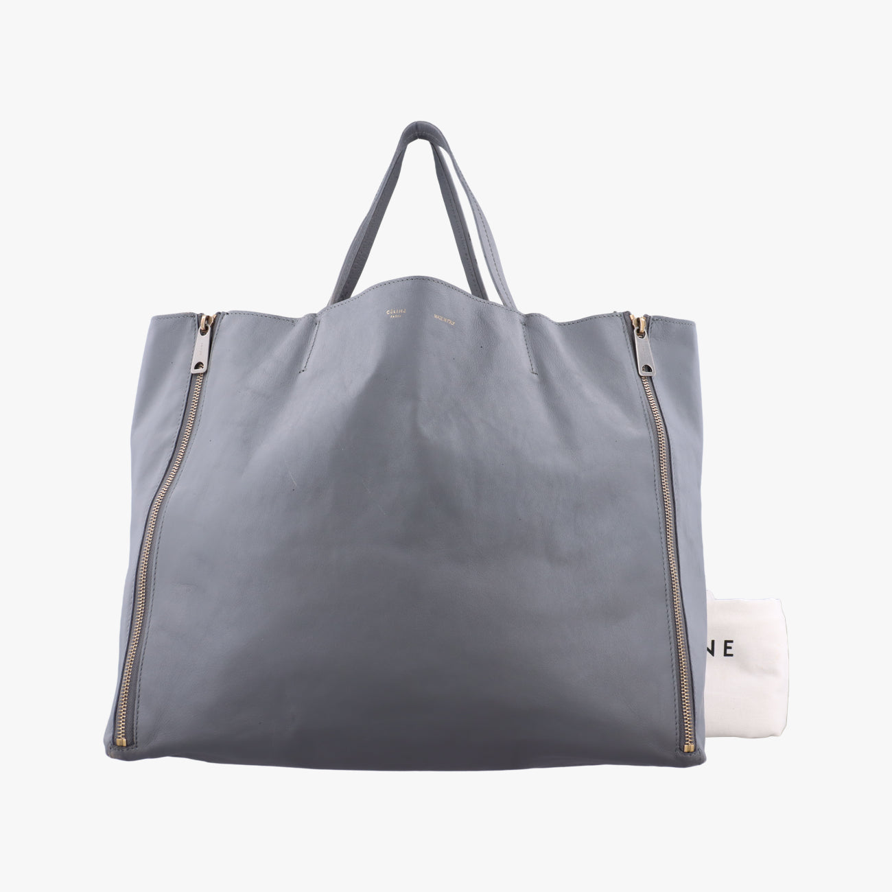 Pre-owned Celine Horizontal  side zip Grey leather  shoulderbag | stylenewstar