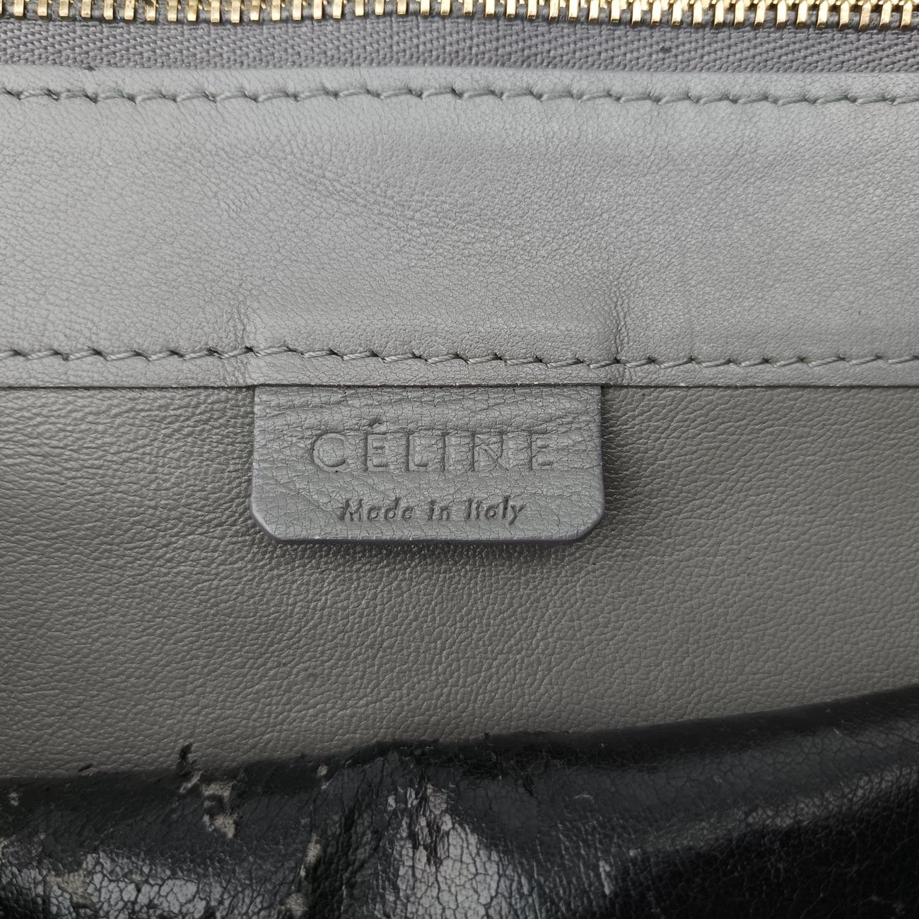 Pre-owned Celine Horizontal  side zip Grey leather  shoulderbag | stylenewstar