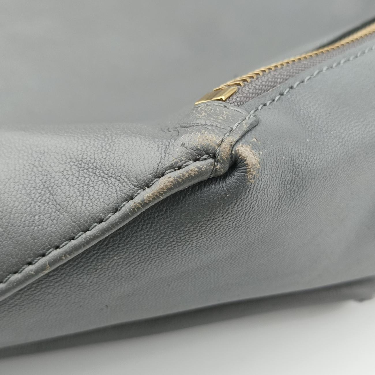 Pre-owned Celine Horizontal  side zip Grey leather  shoulderbag | stylenewstar