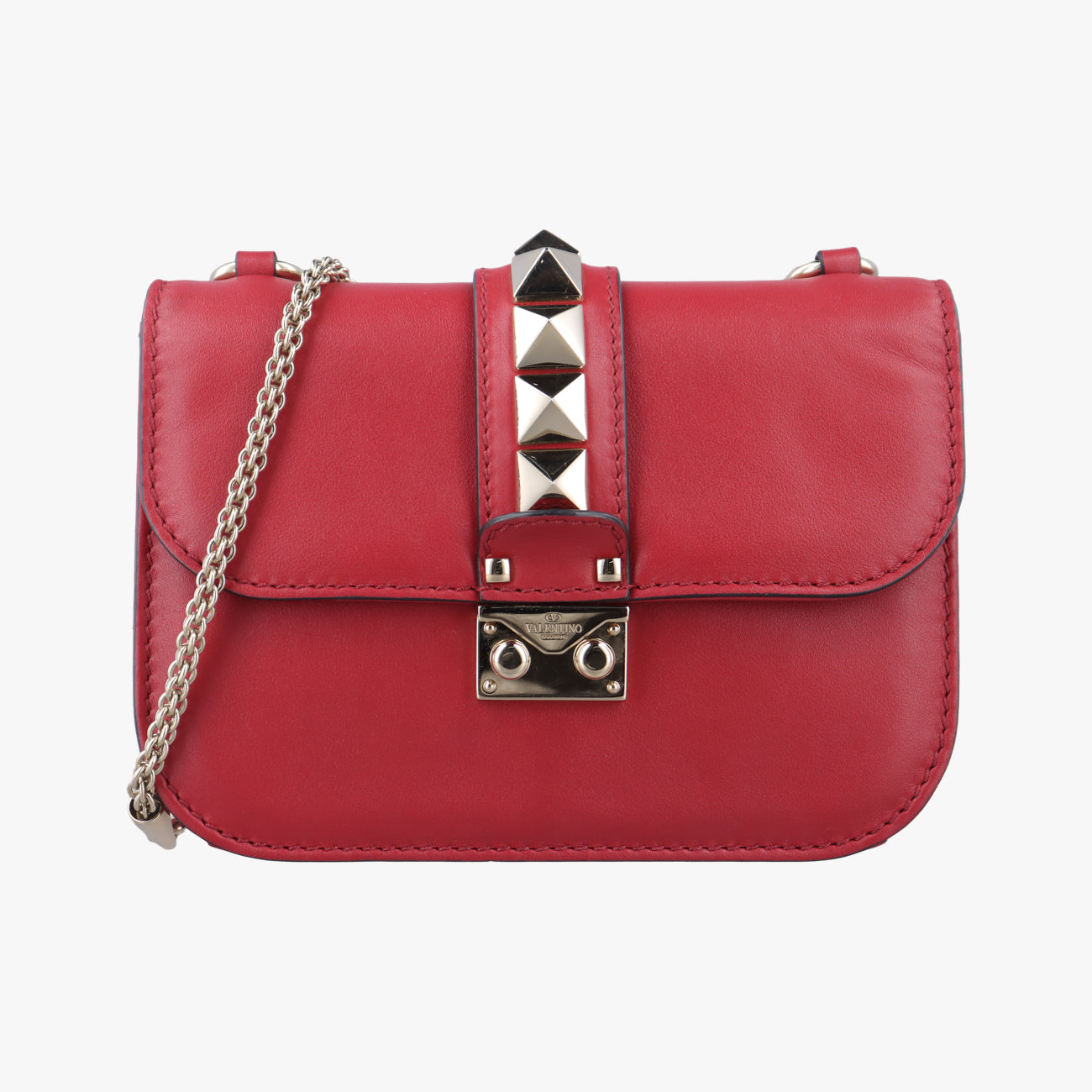 Pre-owned Valentino Rockstud Red Leather  shoulderbag | stylenewstar