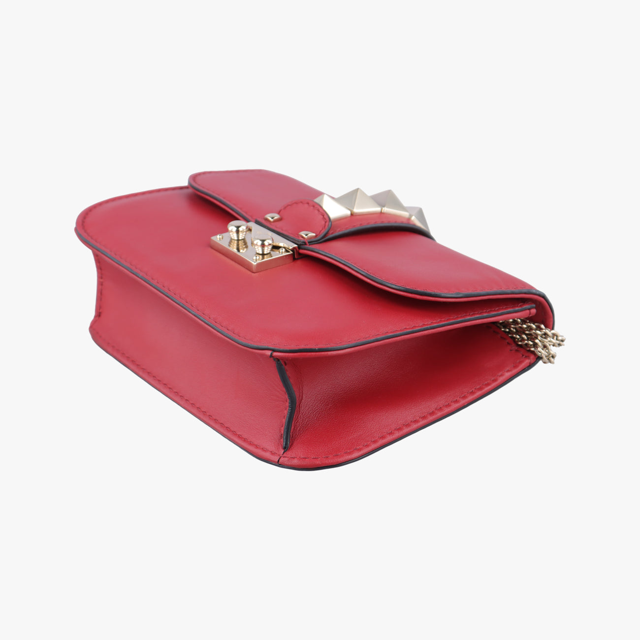 Pre-owned Valentino Rockstud Red Leather  shoulderbag | stylenewstar