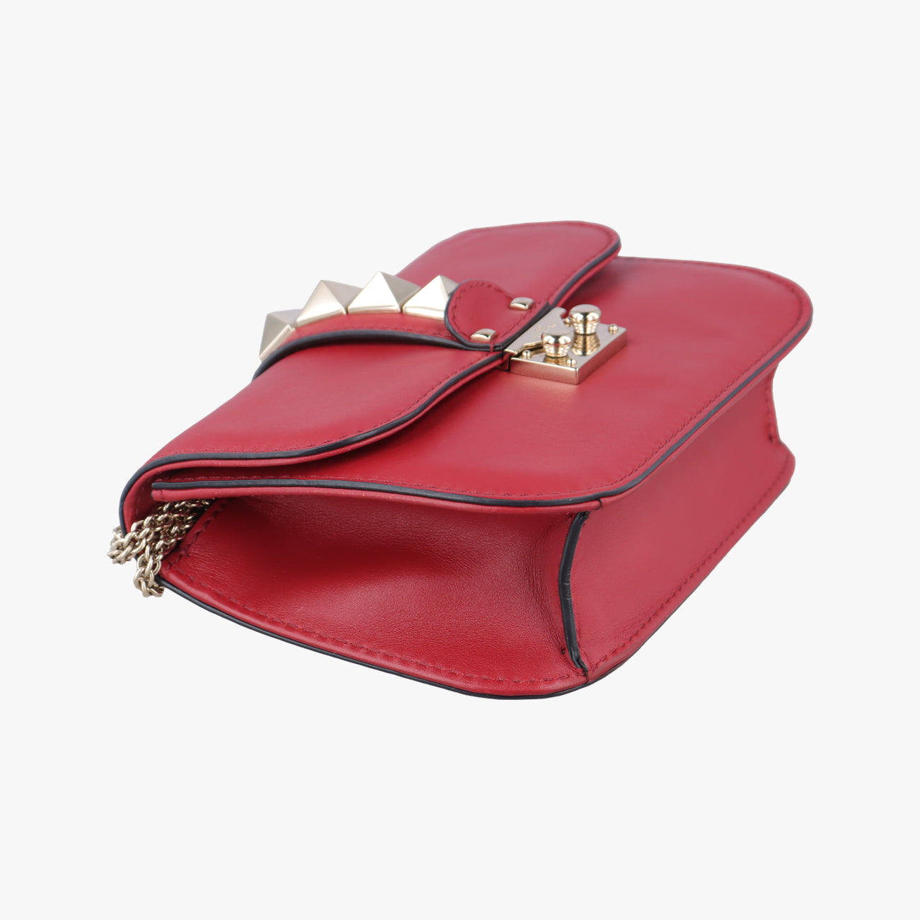 Pre-owned Valentino Rockstud Red Leather  shoulderbag | stylenewstar