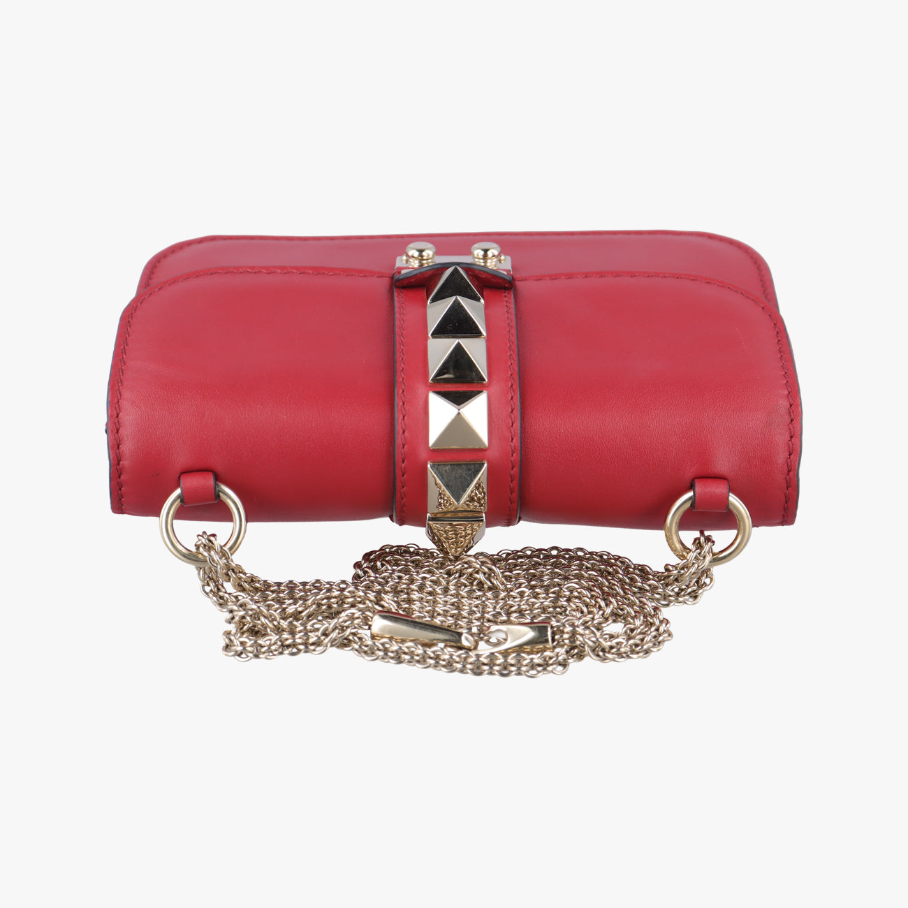 Pre-owned Valentino Rockstud Red Leather  shoulderbag | stylenewstar