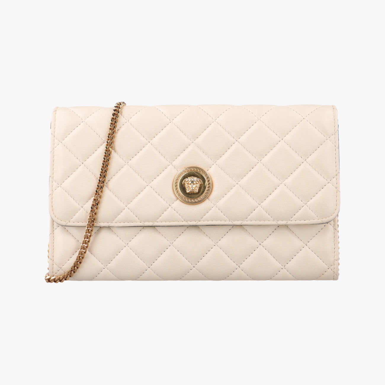 Pre-owned VERSACE La Medusa White Leather  shoulderbag | stylenewstar