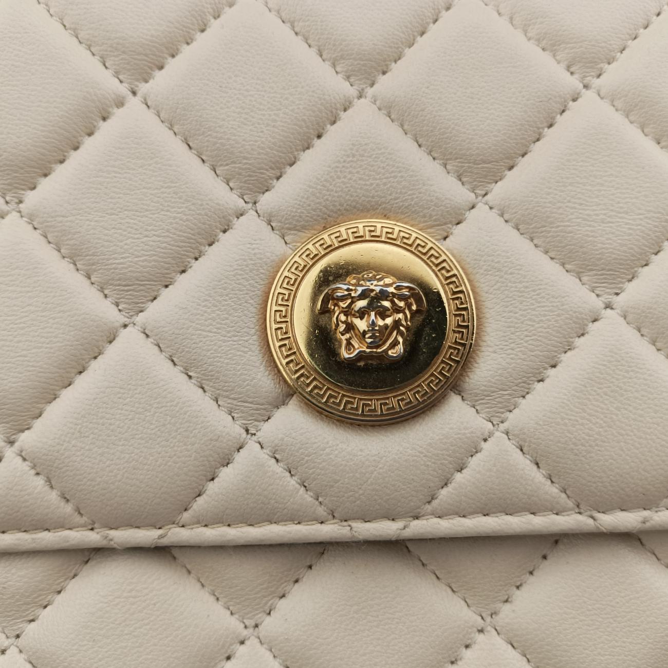 Pre-owned VERSACE La Medusa White Leather  shoulderbag | stylenewstar