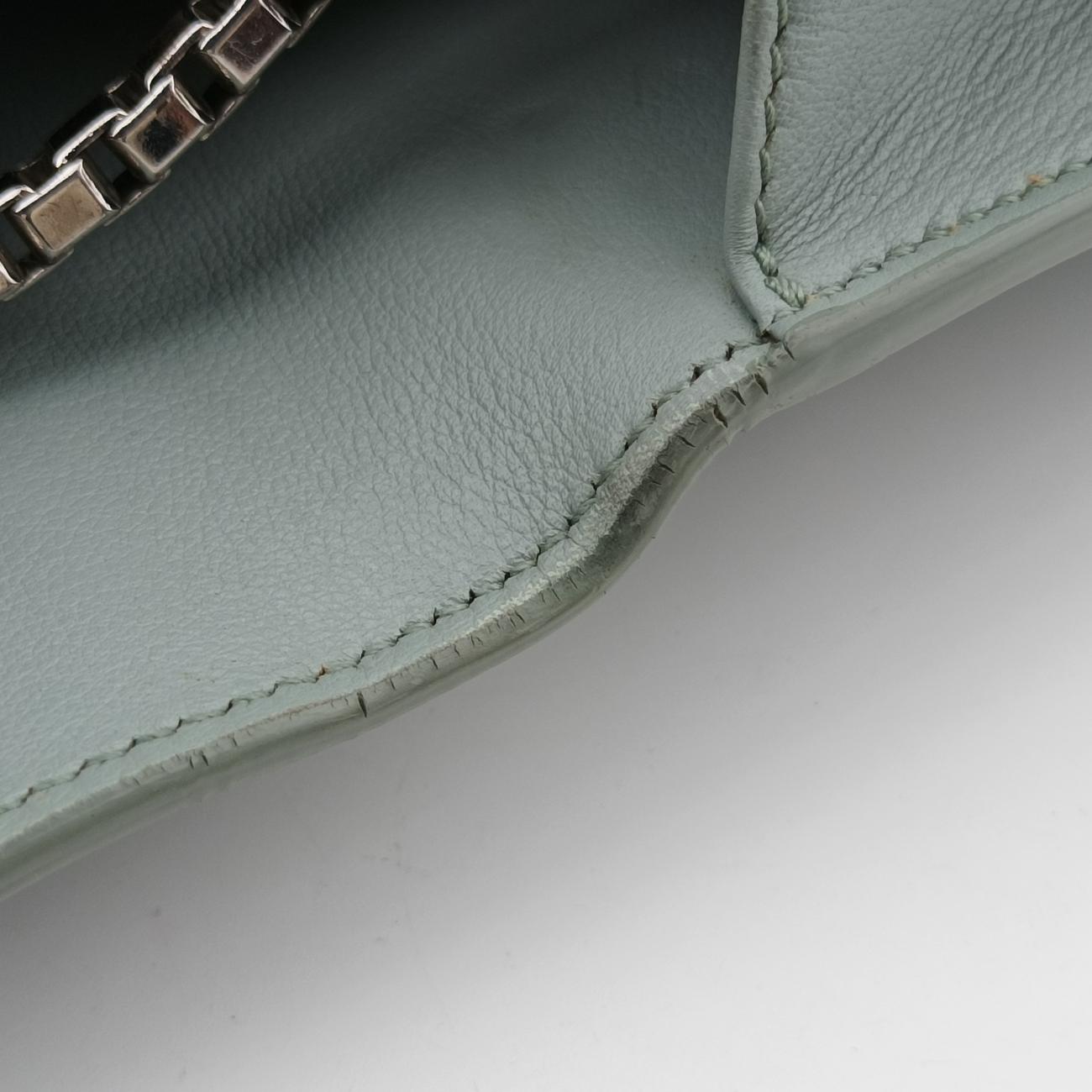 Pre-owned Balenciaga Metal Plate City Chain Blue Leather  shoulderbag | stylenewstar