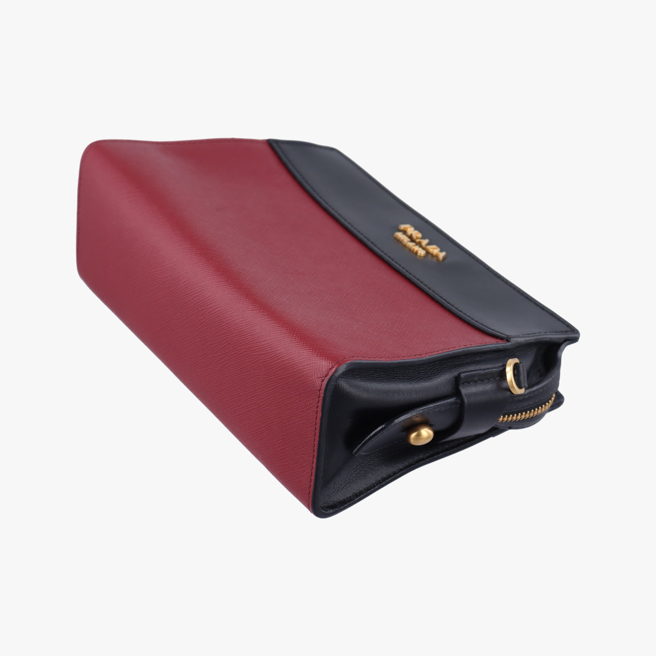 Pre-owned Prada Esplanade Black×Red SAFFIANO Leather 1BH043 shoulderbag | stylenewstar