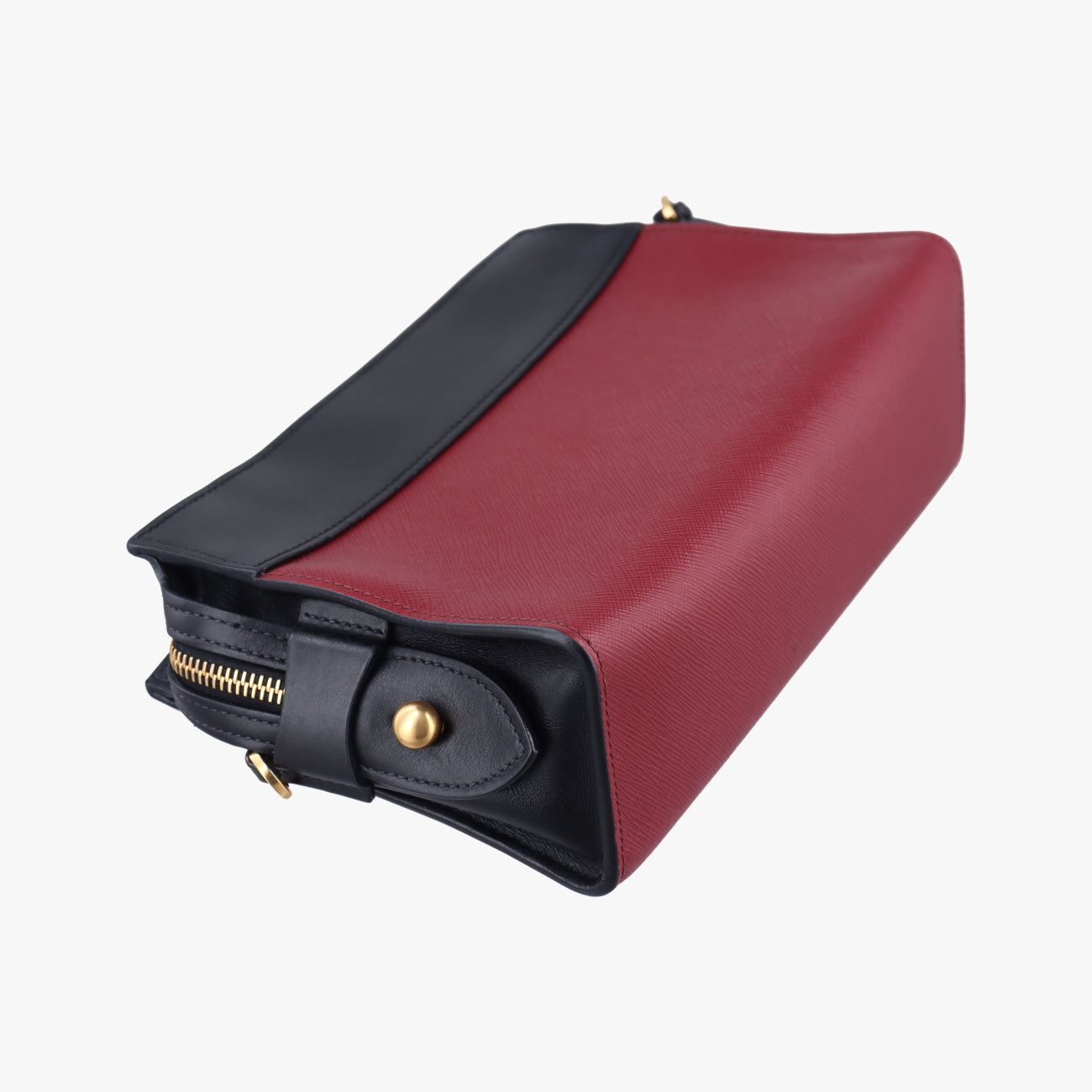 Pre-owned Prada Esplanade Black×Red SAFFIANO Leather 1BH043 shoulderbag | stylenewstar