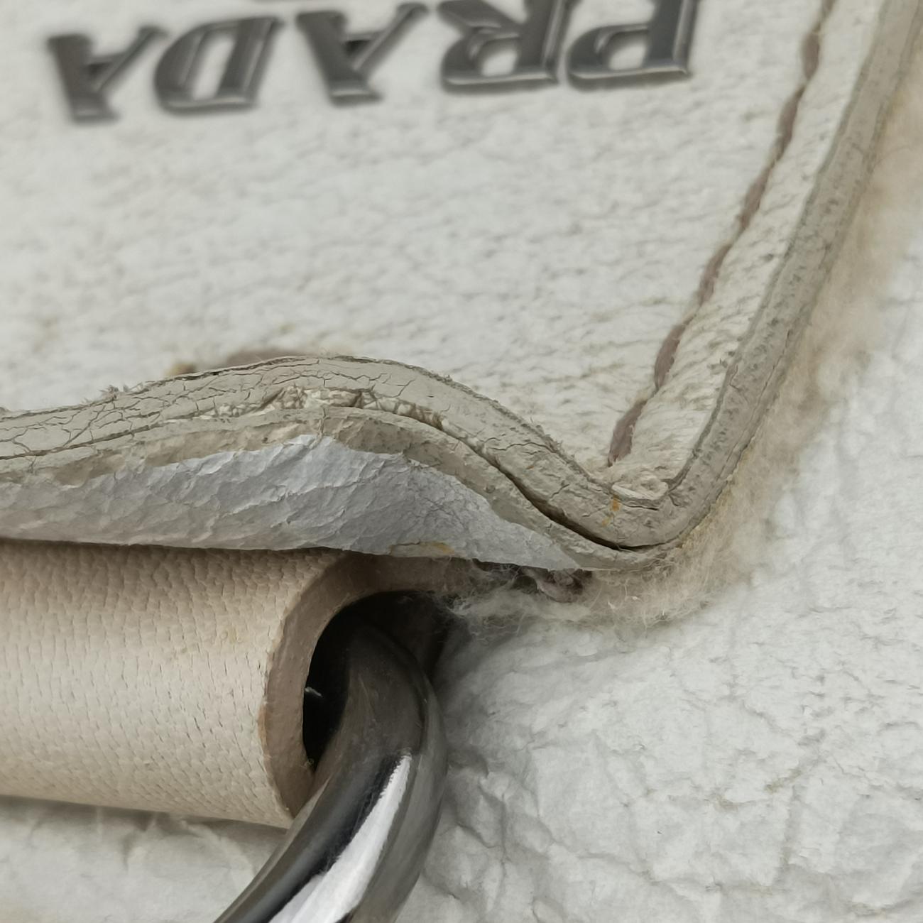 Pre-owned Prada Mouton White Shearling  shoulderbag | stylenewstar