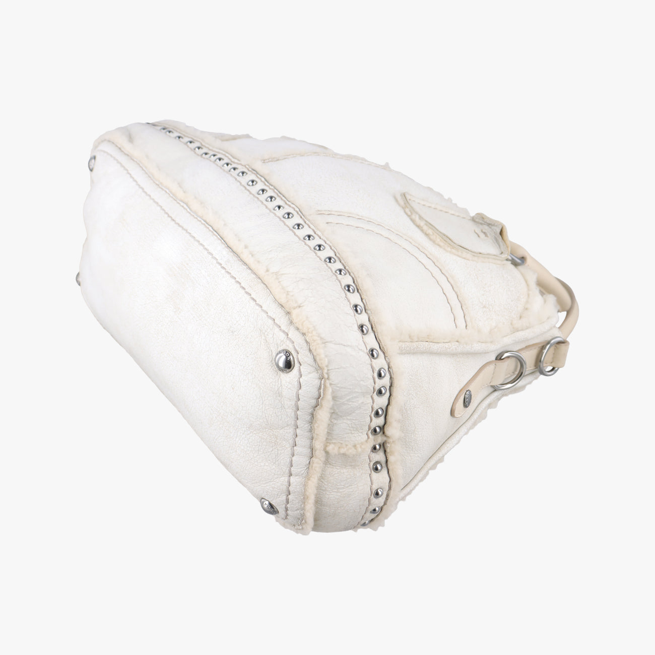 Pre-owned Prada Mouton White Shearling  shoulderbag | stylenewstar