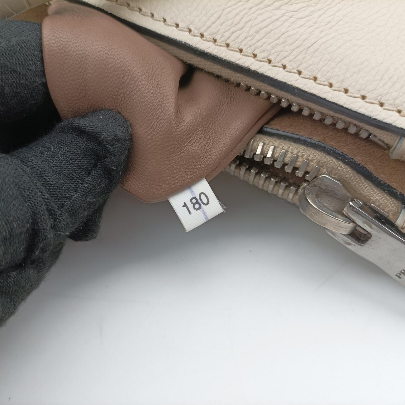 Pre-owned Prada Twin Pocket Double Zip Tote Beige Leather BN2619 shoulderbag | stylenewstar