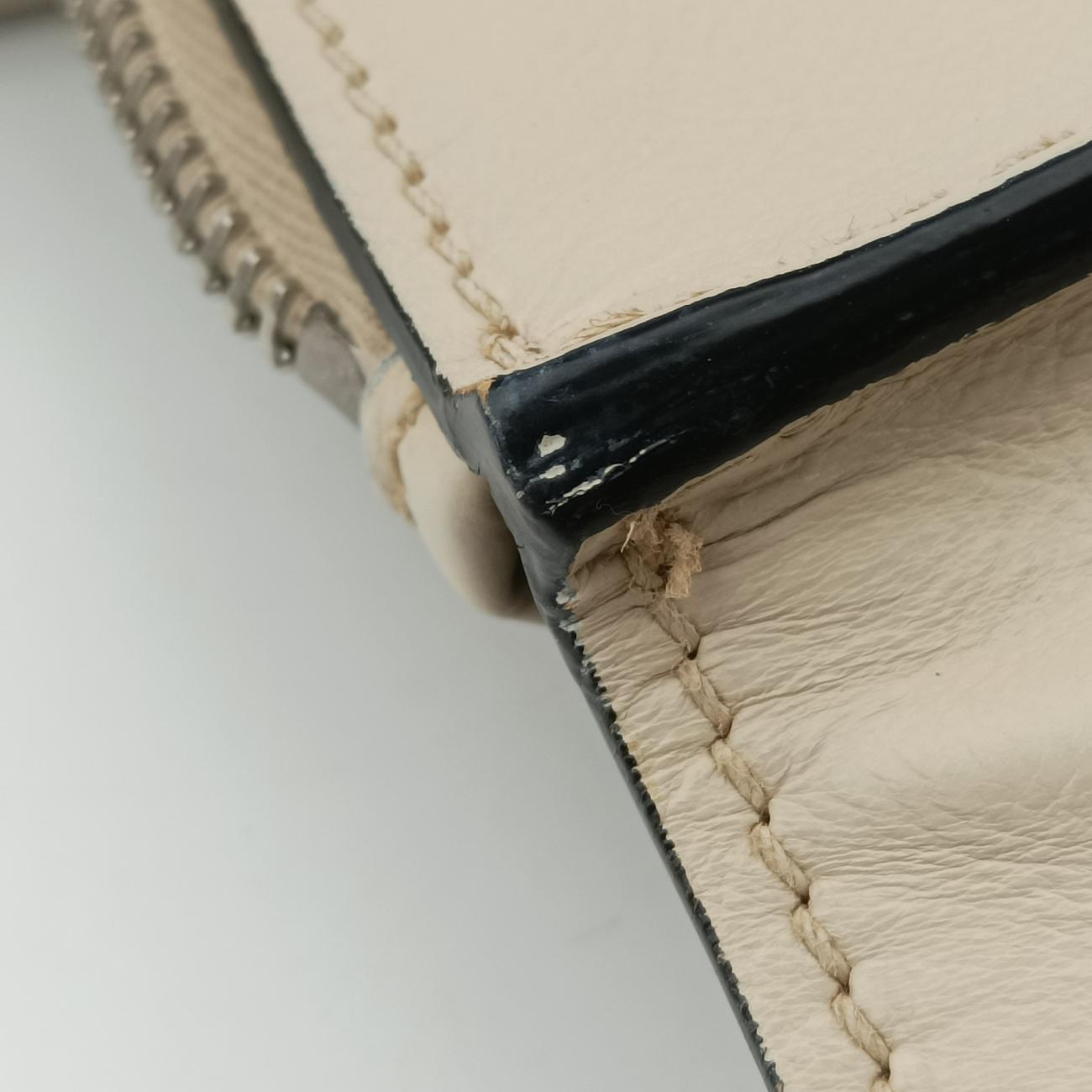 Pre-owned Prada Twin Pocket Double Zip Tote Beige Leather BN2619 shoulderbag | stylenewstar