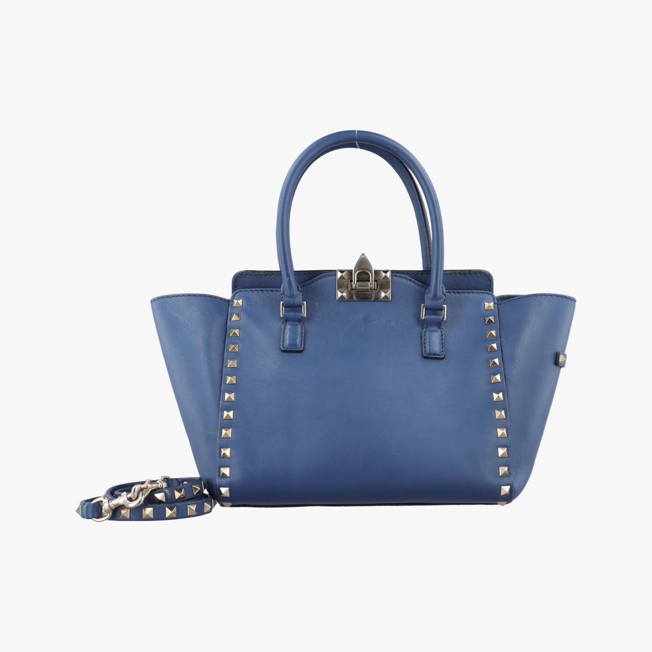 Pre-owned Valentino ROCKSTUD Blue Leather  shoulderbag | stylenewstar