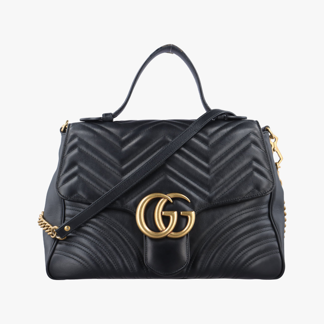 Pre-owned Gucci GG Marmont Black Leather 498109 shoulderbag | stylenewstar