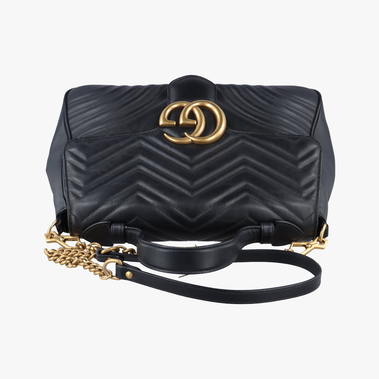 Pre-owned Gucci GG Marmont Black Leather 498109 shoulderbag | stylenewstar