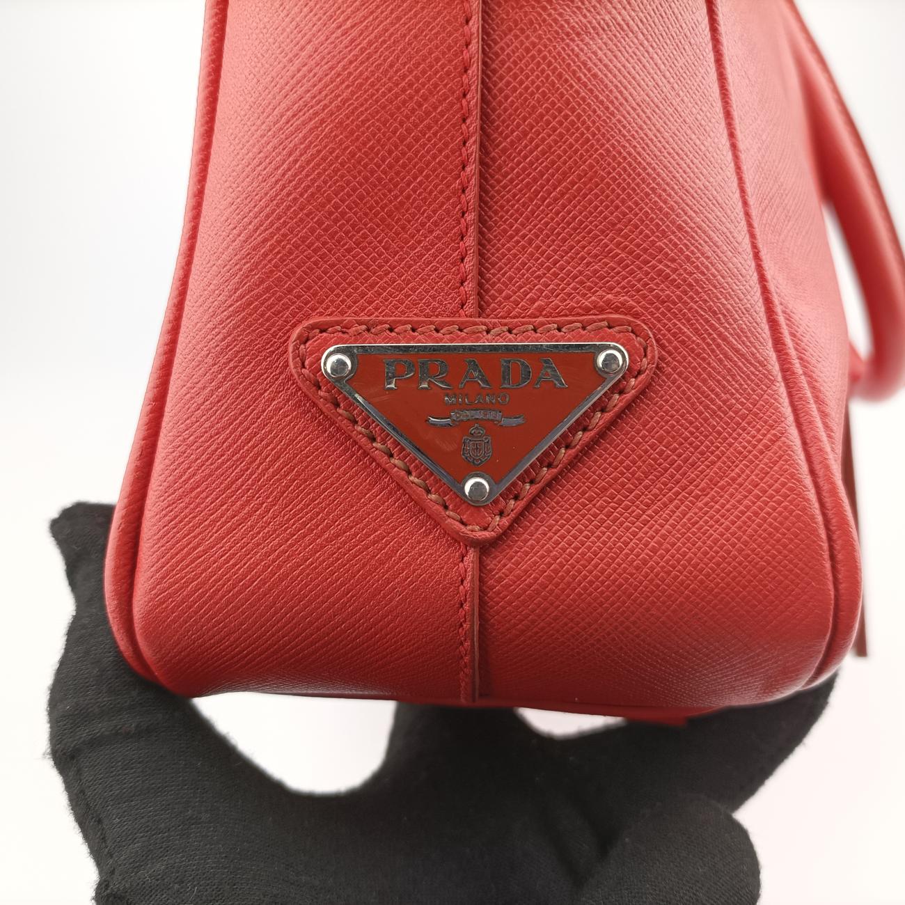 Pre-owned Prada Briefcase Business Orange SAFFIANO Leather VS0305 handbag | stylenewstar