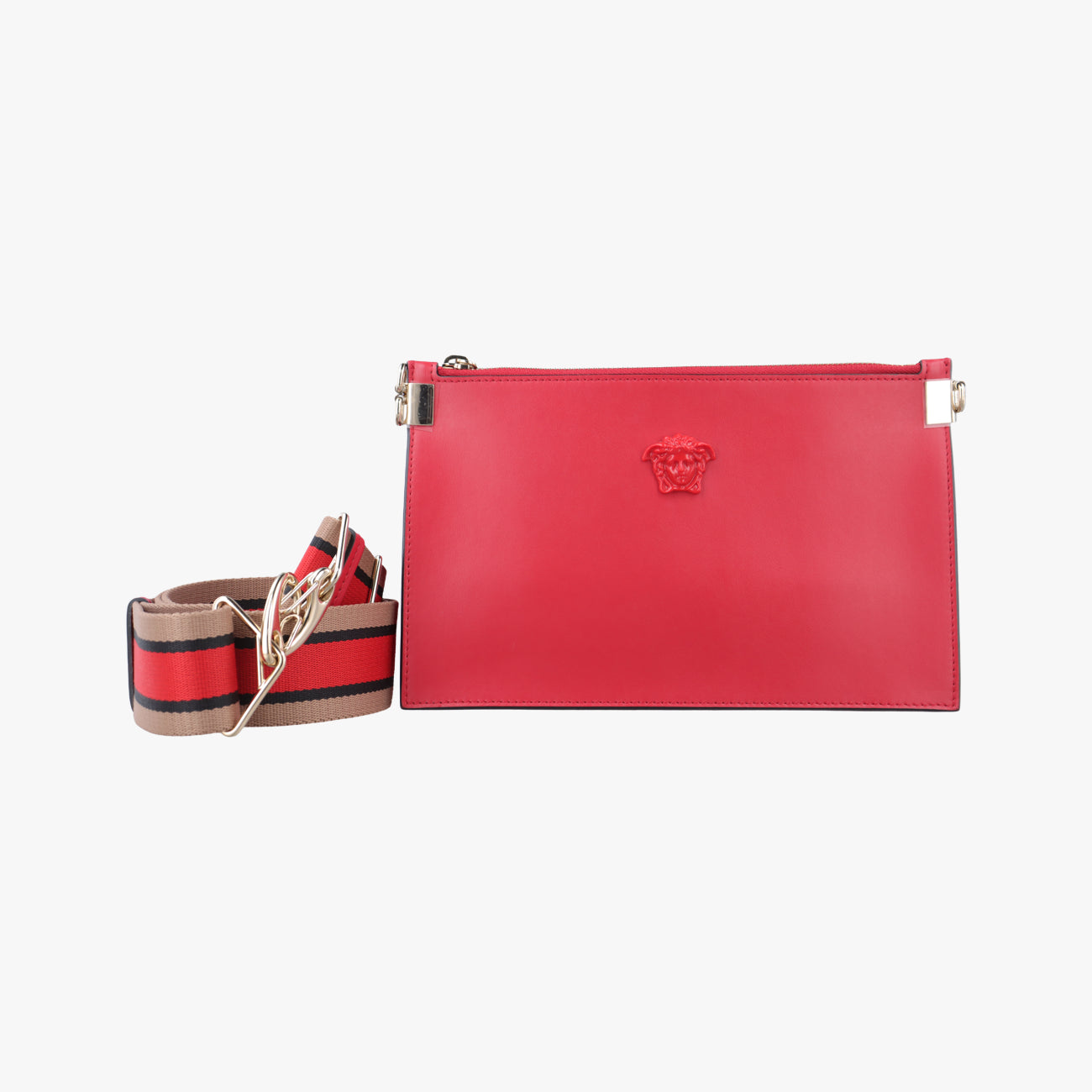 Pre-owned VERSACE La Medusa Red Leather  shoulderbag | stylenewstar