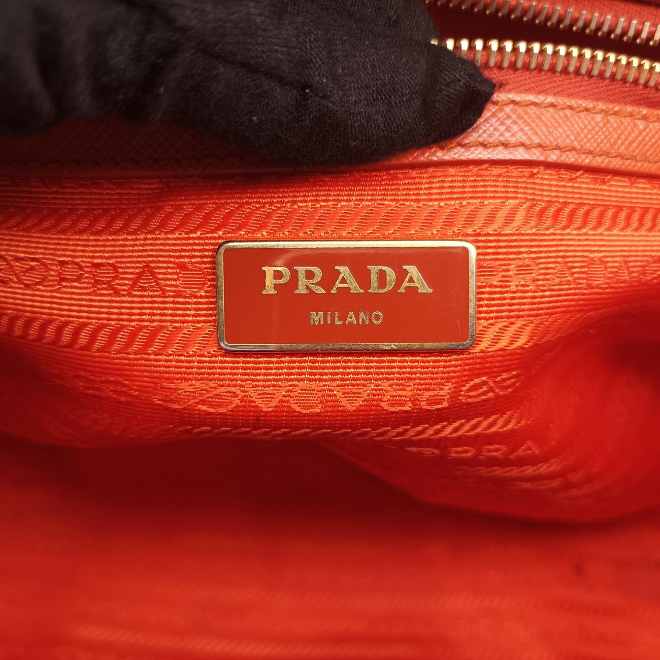 Pre-owned Prada Galleria Orange SAFFIANO Leather BN2274 shoulderbag | stylenewstar