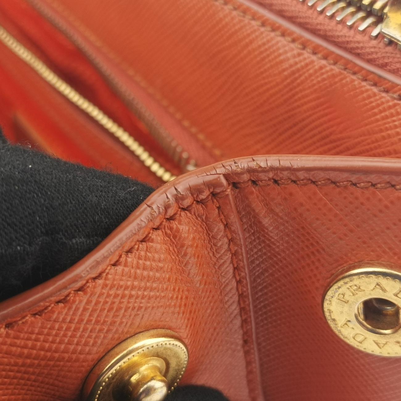 Pre-owned Prada Galleria Orange SAFFIANO Leather BN2274 shoulderbag | stylenewstar