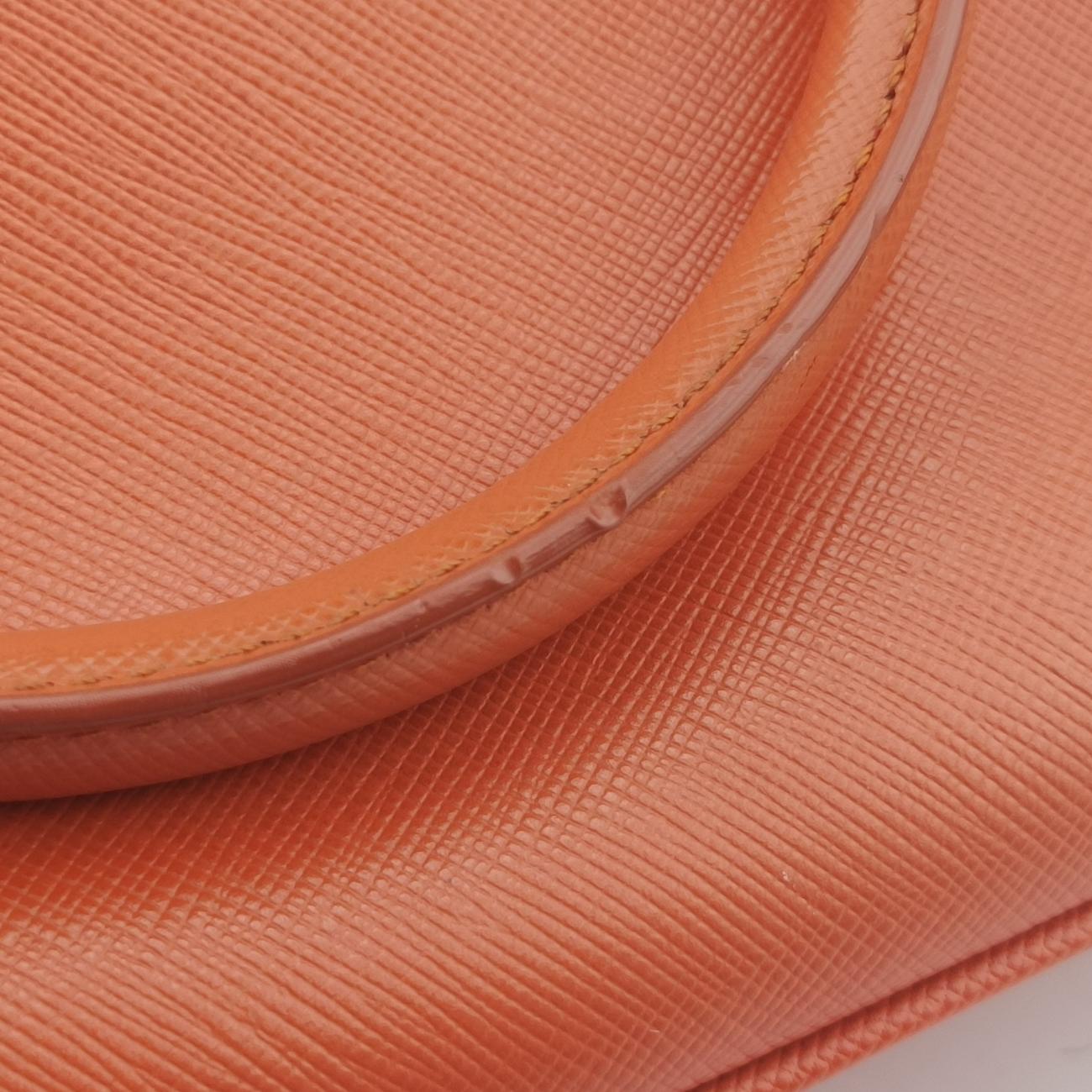 Pre-owned Prada Galleria Orange SAFFIANO Leather BN2274 shoulderbag | stylenewstar