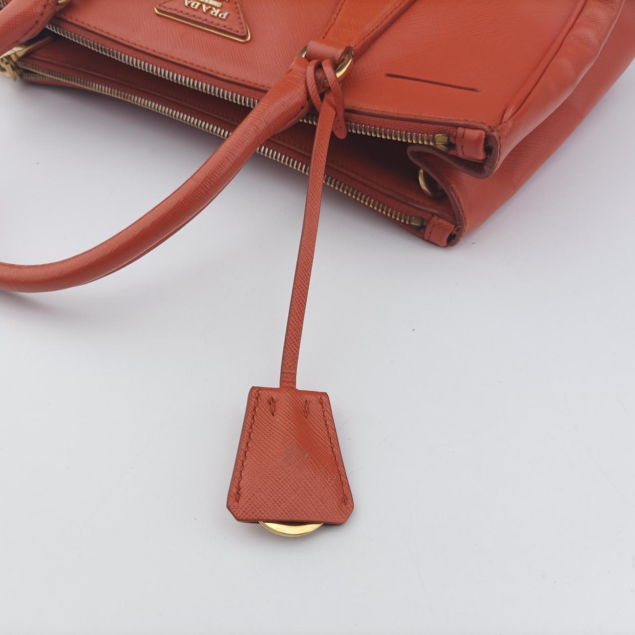 Pre-owned Prada Galleria Orange SAFFIANO Leather BN2274 shoulderbag | stylenewstar
