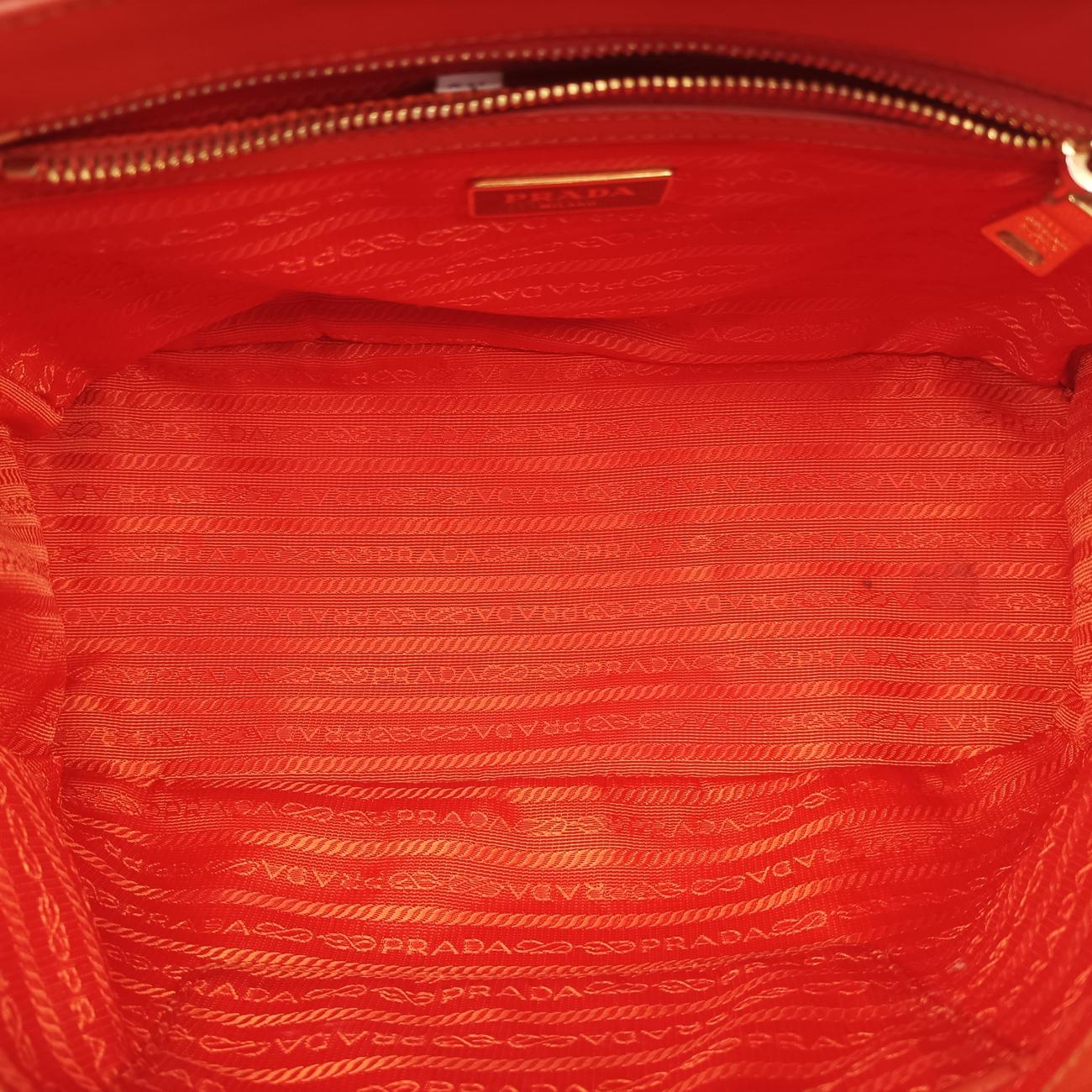 Pre-owned Prada Galleria Orange SAFFIANO Leather BN2274 shoulderbag | stylenewstar