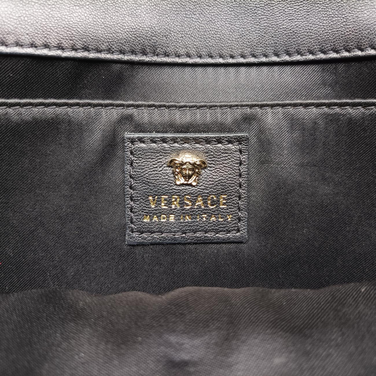 Secondhand VERSACE Studded Palazzo medusa Black Leather  shoulderbag | stylenewstar