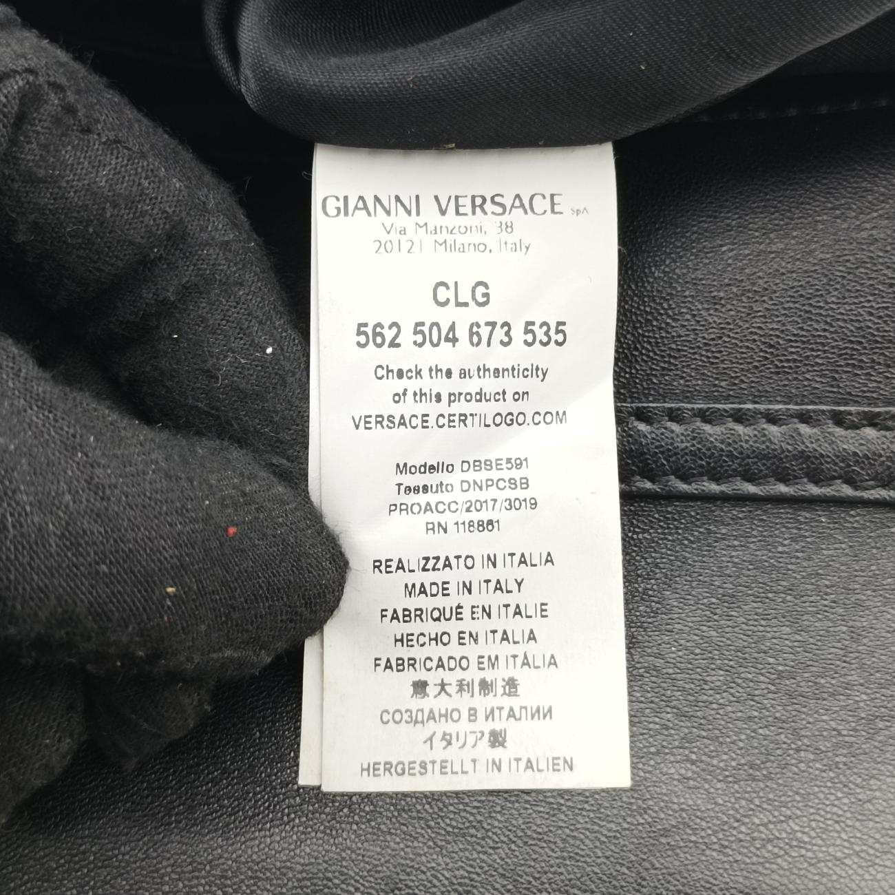 Secondhand VERSACE Studded Palazzo medusa Black Leather  shoulderbag | stylenewstar