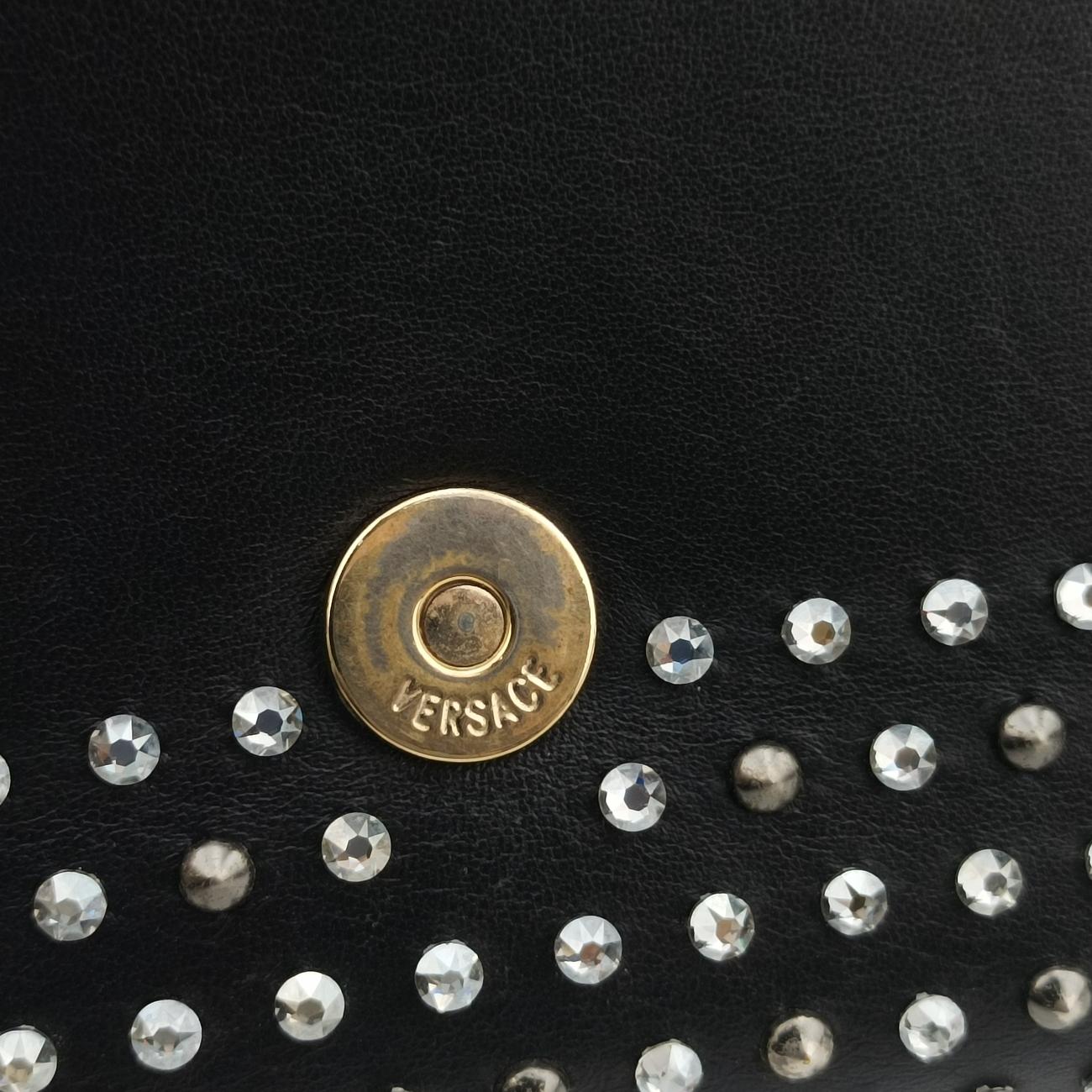 Secondhand VERSACE Studded Palazzo medusa Black Leather  shoulderbag | stylenewstar