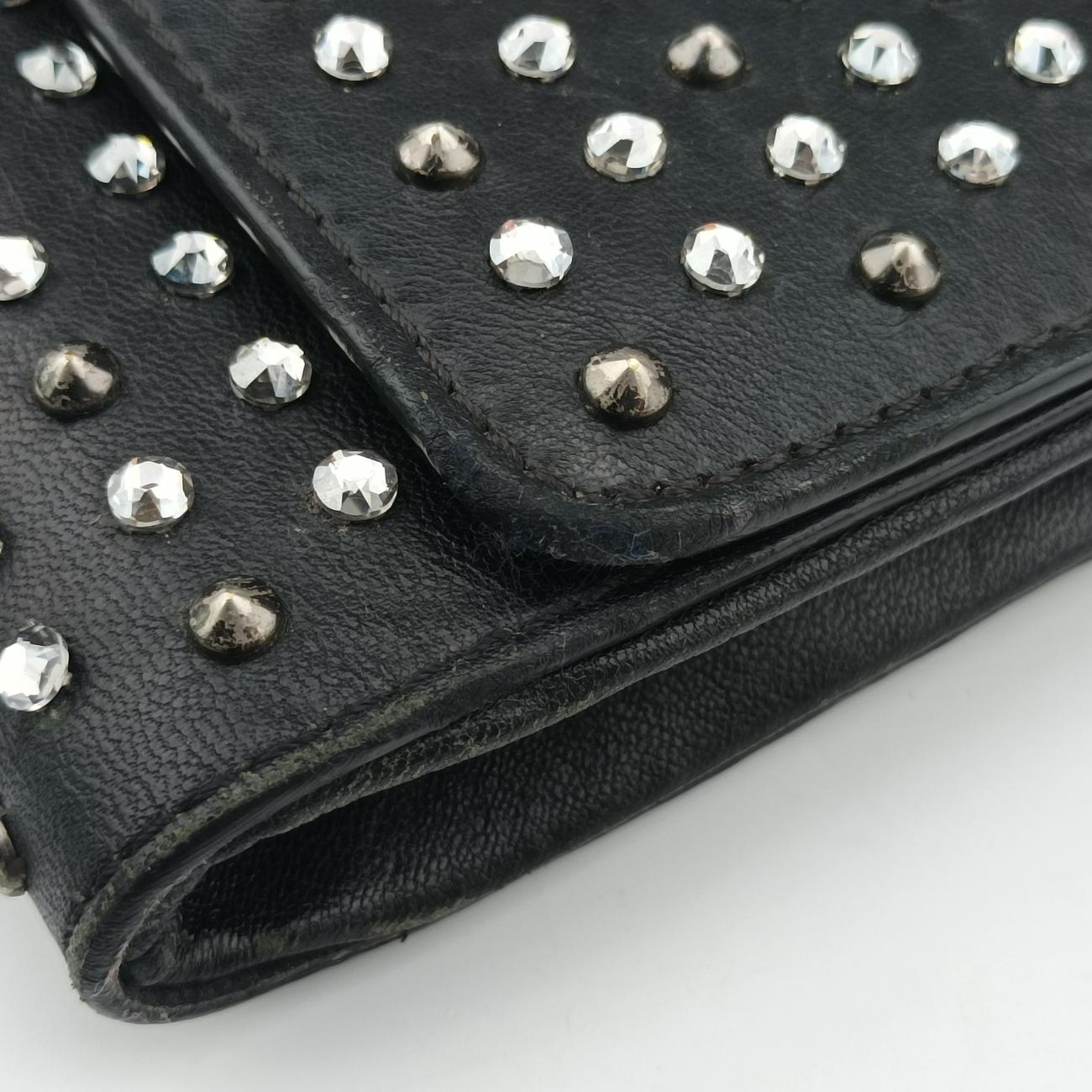 Secondhand VERSACE Studded Palazzo medusa Black Leather  shoulderbag | stylenewstar