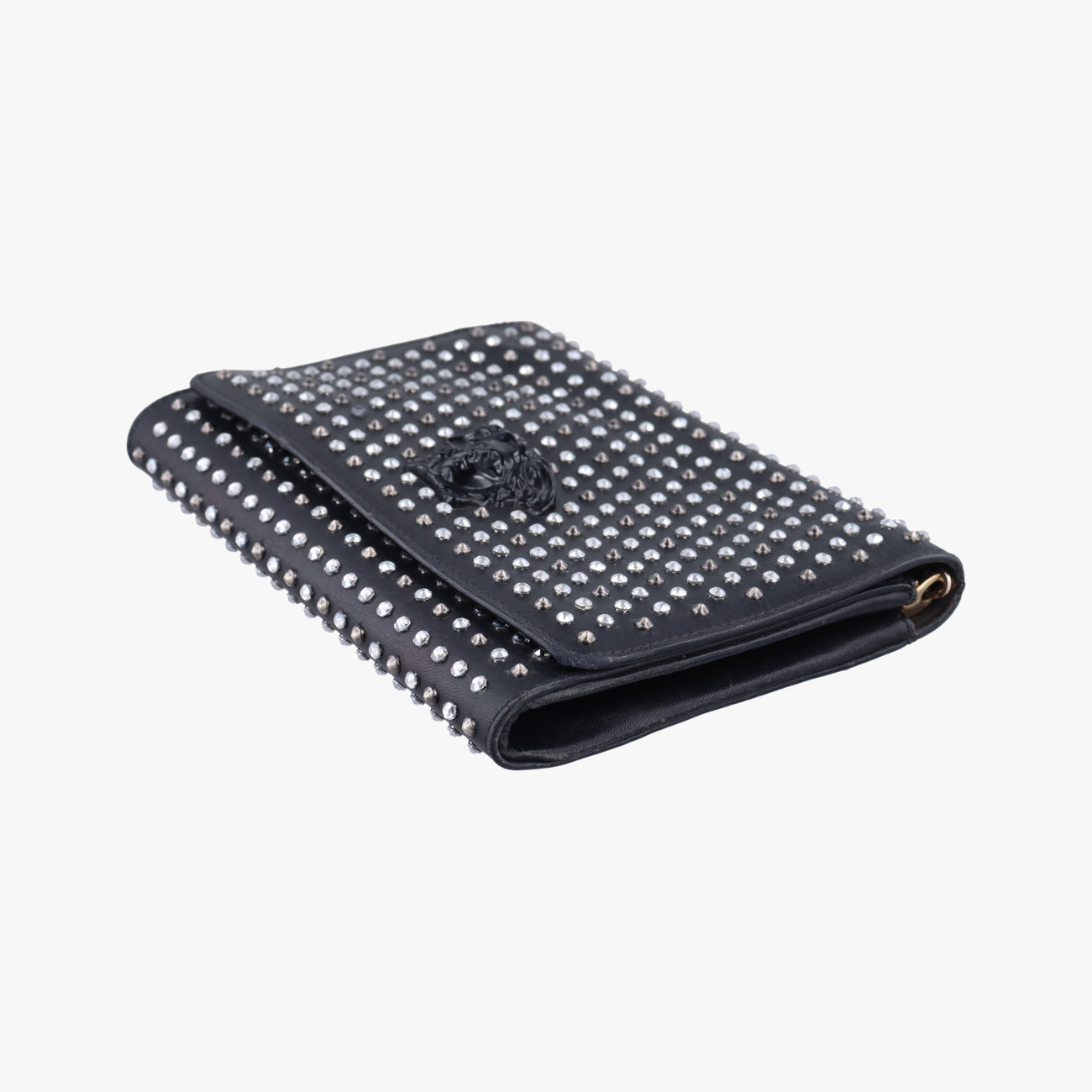 Secondhand VERSACE Studded Palazzo medusa Black Leather  shoulderbag | stylenewstar