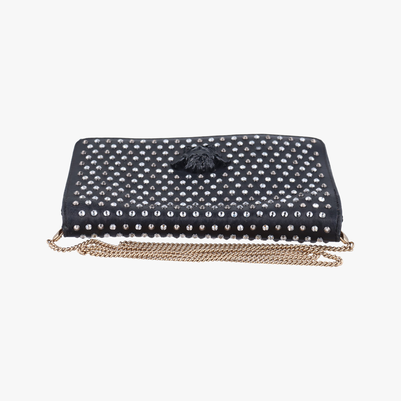 Secondhand VERSACE Studded Palazzo medusa Black Leather  shoulderbag | stylenewstar